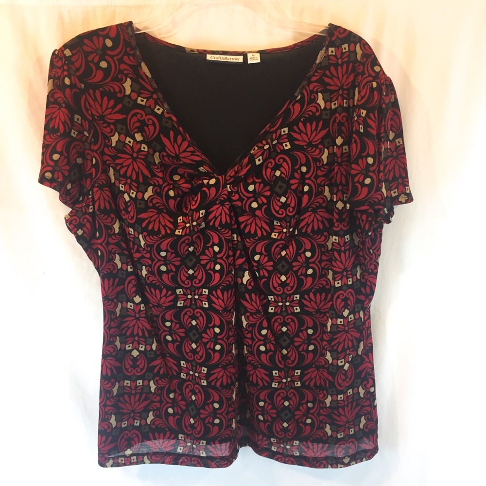 Elegant black & red blouse XL Croft & borrow
